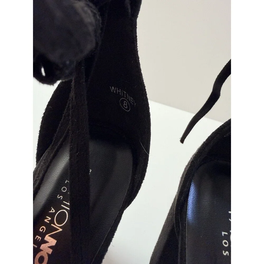 Fashion Nova Strappy Lace Up Block Heels Black Party Club Shoes Size 8